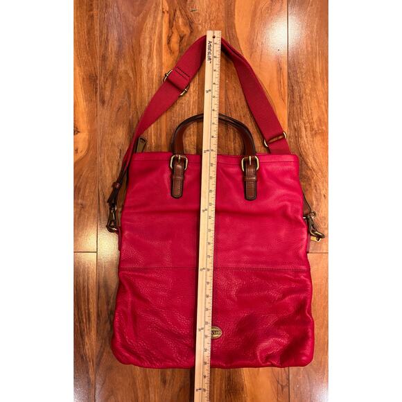 Fossil leather pink satchel large handbag with removable shoulder strap - Picture 7 of 9